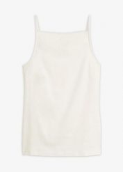 Top na cienkich ramiączkach, z prążkowanej bawełny organicznej. Zielone topy damskie bonprix, bez wzorów, z bawełny, bez kołnierzyka. Za 27.99 zł.