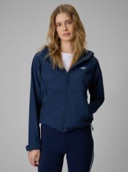 4F Kurtka softshell wiatroodporna membrana 5000 damska - granatowa XS. Niebieskie kurtki damskie 4f, xs, bez wzorów, z softshellu, bez kaptura. W wyprzedaży za 199.99 zł.