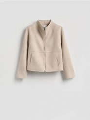 Kurtka handmade z wełną - beżowy. Brązowe kurtki damskie Reserved, l, bez wzorów, z tkaniny, bez kaptura. Za 359.99 zł.