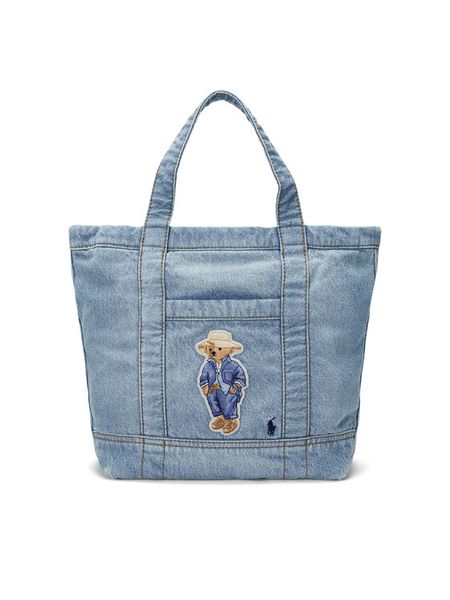 Polo Ralph Lauren Torebka Bear-patch 428960636001 Niebieski. Niebieskie torebki klasyczne damskie Polo Ralph Lauren, bez wzorów, z materiału, bez dodatków. Za 839.99 zł.