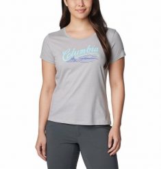 COLUMBIA Koszulka damska Daisy Days SS Graphic Tee columbia grey heather-S. Szare bluzki sportowe damskie Columbia, s, bez wzorów, z bawełny, bez ramiączek. Za 63.95 zł.