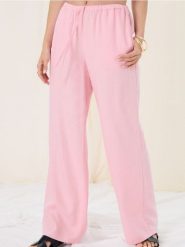 Spodnie wide leg z wiskozą i domieszką lnu - różowy. Czerwone spodnie materiałowe damskie Sinsay, bez wzorów, z materiału. Za 39.99 zł.