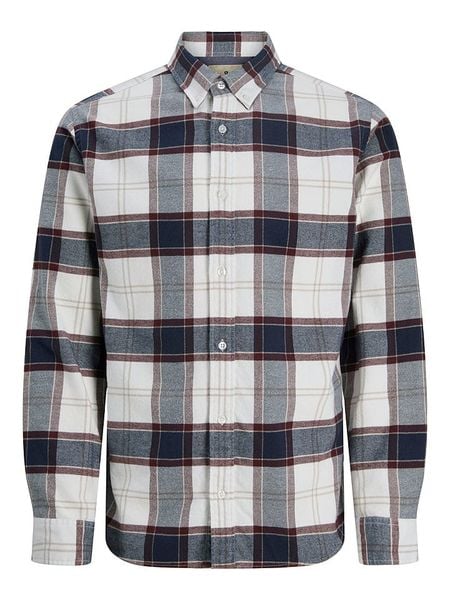 Jack & Jones Koszula - Regular fit - w kolorze biało-granatowym rozmiar: XL. Białe koszule męskie Jack & Jones, xl, bez wzorów, z bawełny, bez kołnierzyka, bez ramiączek. Za 86.78 zł.