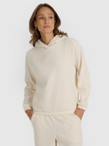 4F Bluza dresowa nierozpinana z kapturem damska - biała XL. Białe bluzy z kapturem damskie 4f, xl, z dresówki. Za 159.99 zł.