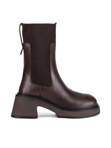 Gino Rossi Sztyblety AMI-01W4-002 Brązowy. Brązowe botki damskie Gino Rossi, ze skóry, bez obcasa, na płaskiej podeszwie, bez zapięcia. Za 399.99 zł.