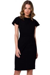 Elegancka ołówkowa sukienka z paskiem krótki rękaw czarna. Czarne sukienki damskie Stylove, xxl, bez wzorów, eleganckie, bez kołnierzyka, bez ramiączek, mini, ołówkowe. Za 329.00 zł.