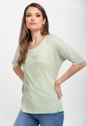Luźna koszulka z nadrukiem, Comfort Fit, T-FEST. Zielone t-shirty damskie Volcano, m, bez wzorów, z bawełny, bez ramiączek. Za 69.99 zł.