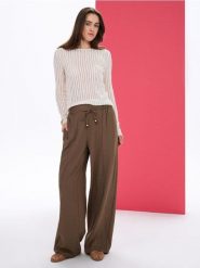 Spodnie palazzo z domieszką wiskozy - zielony. Zielone spodnie materiałowe damskie Sinsay, bez wzorów, z wiskozy. Za 59.99 zł.