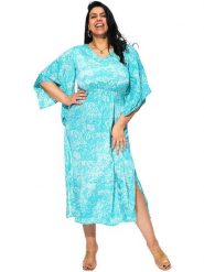 Aller Simplement Sukienka w kolorze turkusowo-białym rozmiar: 42/44. Białe sukienki damskie Aller Simplement, na co dzień, bez wzorów, bez kołnierzyka, bez ramiączek, maxi, proste. Za 56.99 zł.