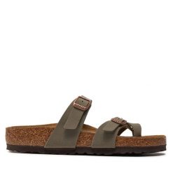 Japonki Birkenstock. Szare klapki damskie Birkenstock, bez wzorów, bez obcasa. Za 369.99 zł.
