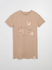 Koszula nocna z bawełną Winnie the Pooh - beżowy. Brązowe koszule nocne damskie Sinsay, bez wzorów, z bawełny. Za 29.99 zł.