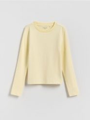 Gładka koszulka - jasnożółty. Żółte koszulki dziewczęce Reserved, bez wzorów, z bawełny, bez ramiączek. Za 25.99 zł.