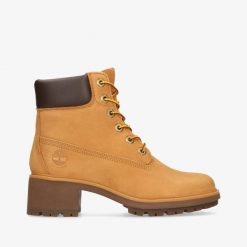 TIMBERLAND Kinsley 6 In Waterproof Boot Botki damskie. Brązowe botki damskie Timberland, ze skóry, eleganckie, bez obcasa, bez zapięcia. Za 349.99 zł.