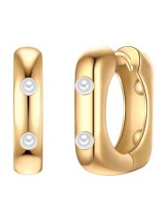 Yokoamii Pozłacane kolczyki-kreole rozmiar: onesize. Białe kolczyki damskie Yokoamii, z perłą, metalowe. Za 39.99 zł.