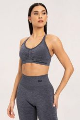 Stanik fitness cardio damski Gym Glamour seamless. Szare biustonosze sportowe damskie GYM GLAMOUR, bez wzorów. Za 159.99 zł.