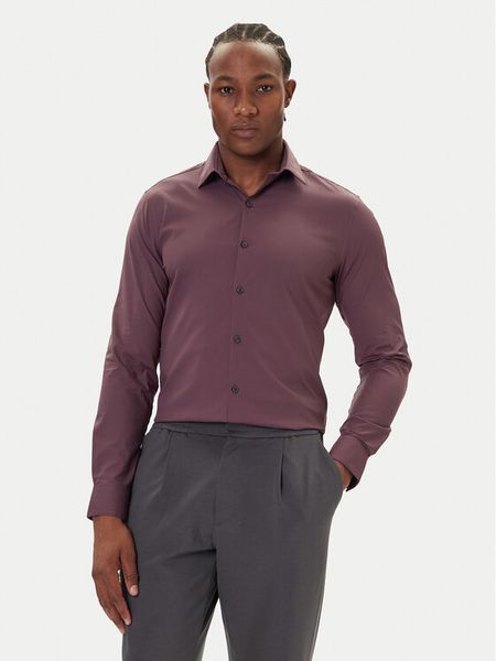 Calvin Klein Koszula LV019EU073 Bordowy Slim Fit. Czerwone koszule męskie CALVIN KLEIN, m, bez wzorów, z syntetyku, bez kołnierzyka, bez ramiączek. Za 249.99 zł.