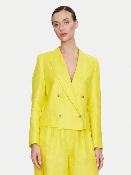 ViCOLO Marynarka TB0790 Żółty Regular Fit. Żółte marynarki i żakiety damskie ViCOLO, xs, bez wzorów, ze lnu. Za 409.99 zł.