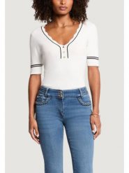 Morgan De Toi Sweter 261-MIREN Biały Casual Fit. Białe swetry klasyczne damskie Morgan De Toi, xl, bez kołnierzyka. Za 149.99 zł.