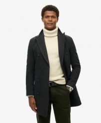 Superdry Płaszcz The Merchant Store Town Coat – Wełniana mieszanka. Czarne płaszcze damskie Superdry., l, bez wzorów, z materiału, klasyczne. Za 1,065.75 zł.