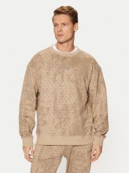 Guess Bluza Z5RQ17 K9YI1 Beżowy Regular Fit. Brązowe bluzy bez kaptura męskie Guess, l, z bawełny. Za 379.99 zł.