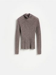 Golf z wełny merino - brązowy. Brązowe golfy damskie Reserved, l, bez wzorów, z wełny, bez ramiączek. Za 199.99 zł.