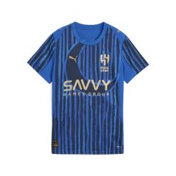Damska koszulka KIDSUPER × AL-HILAL SFC PUMA Blue Intense Club Navy. Niebieskie bluzki damskie Puma, bez wzorów, sportowe, bez kołnierzyka, bez ramiączek. Za 439.00 zł.