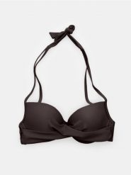 Góra od bikini typu bandeau z marszczeniem - brązowy. Brązowe bikini damskie Sinsay, bez wzorów. Za 29.99 zł.