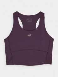 4F Top sportowy w kolorze fioletowym rozmiar: L. Różowe topy damskie 4f, l, bez wzorów, z materiału, bez kołnierzyka. Za 50.45 zł.