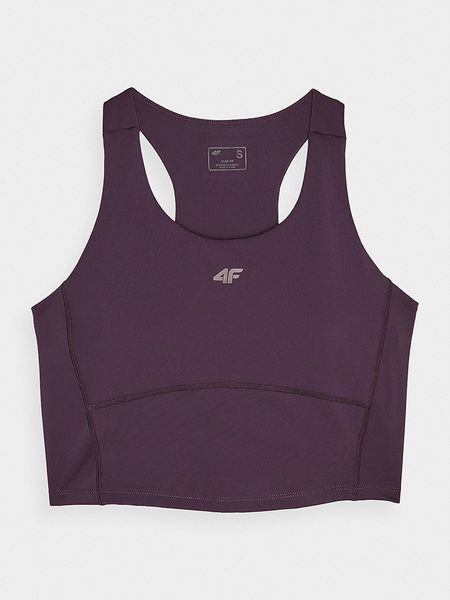 4F Top sportowy w kolorze fioletowym rozmiar: L. Różowe topy damskie 4f, l, bez wzorów, z materiału, bez ramiączek. Za 50.45 zł.