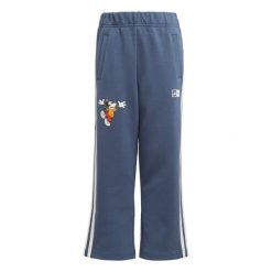 Spodnie adidas x Disney Mickey Mouse. Białe spodnie dresowe damskie Adidas, bez wzorów, z materiału. W wyprzedaży za 111.60 zł.