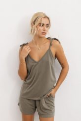 TOP KELLY KHAKI L - Flawless. Brązowe topy damskie Flawless, l, bez wzorów, bez kołnierzyka. Za 95.00 zł.