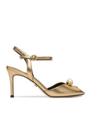 GINO ROSSI Sandały CEO-ROSE-LT2090-2-N Złoty. Żółte sandały damskie Gino Rossi, bez wzorów, ze skóry, bez obcasa, na szpilce. Za 429.99 zł.