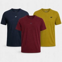 KOMPLET KOSZULEK 4F MĘSKI ZESTAW T-SHIRT 3PAK. T-shirty męskie 4f, m, bez wzorów, z bawełny, bez kołnierzyka. Za 182.97 zł.