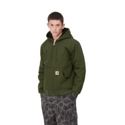 Męska bluza Carhartt Active Jacket I023083-2BR01. Czarne bluzy sportowe męskie Carhartt, bez wzorów, z bawełny, sportowe, bez kołnierzyka, bez ramiączek. Za 565.55 zł.