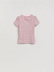 T-shirt slim fit - wielobarwny. T-shirty damskie Reserved, l, bez wzorów, z bawełny, bez kołnierzyka. Za 29.99 zł.