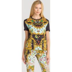 T-SHIRT VERSACE JEANS COUTURE. Czarne t-shirty damskie Versace Jeans Couture, l, z aplikacjami, z bawełny, bez kołnierzyka. Za 799.00 zł.