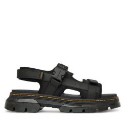 Sandały Dr. Martens. Czarne sandały damskie Dr. Martens, bez wzorów, bez obcasa, na płaskiej podeszwie. Za 439.99 zł.