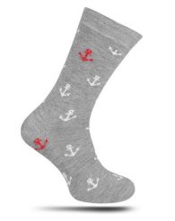 Skarpetki Casualowe, Szare w Kotwice, Marinistyczne, Kolorowe, Męskie -EM Men's Accessories. Szare skarpetki męskie Em men's accessories, bez wzorów, z bawełny. Za 29.99 zł.