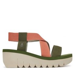 Sandały Fly London. Pomarańczowe sandały damskie Fly London, bez wzorów, bez obcasa, na koturnie. Za 309.99 zł.