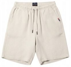 Letnie Lniane Szorty (Krótkie Spodenki) - Pako Jeans - Beżowe. Brązowe szorty męskie Pako Jeans, z jeansu, bez kołnierzyka. Za 159.00 zł.