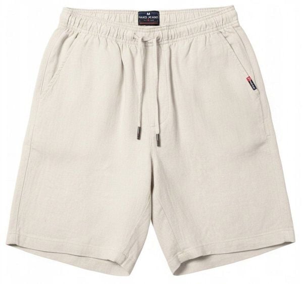 Letnie Lniane Szorty (Krótkie Spodenki) - Pako Jeans - Beżowe. Brązowe szorty męskie Pako Jeans, z jeansu, bez kołnierzyka. Za 159.00 zł.