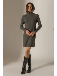 Perfect Cashmere Kaszmirowa sukienka dzianinowa "Amanda" w kolorze szarym rozmiar: XXL. Szare sukienki damskie Perfect Cashmere, na co dzień, xxl, bez wzorów, z dzianiny, bez kołnierzyka, bez ramiączek, midi, proste. Za 459.45 zł.