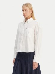 Tommy Jeans Koszula DW0DW22766 Écru Regular Fit. Koszule damskie Tommy Jeans, xs, bez wzorów, z bawełny, bez kołnierzyka, bez ramiączek. Za 369.99 zł.