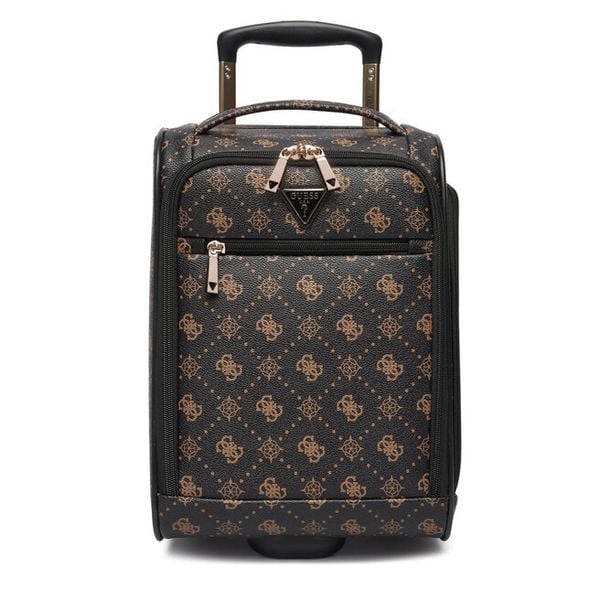 Walizka kabinowa Guess. Brązowe walizki Guess, z aplikacjami. Za 579.99 zł.