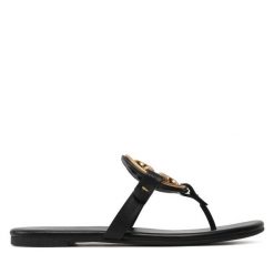 Japonki Tory Burch. Czarne klapki damskie Tory Burch, bez wzorów, bez obcasa. Za 769.99 zł.