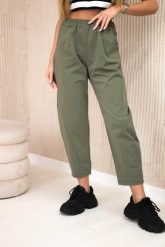 Spodnie z kieszeniami Summer Punto khaki. Brązowe spodnie materiałowe damskie KESI, bez wzorów, z bawełny, eleganckie, plus size. Za 188.21 zł.