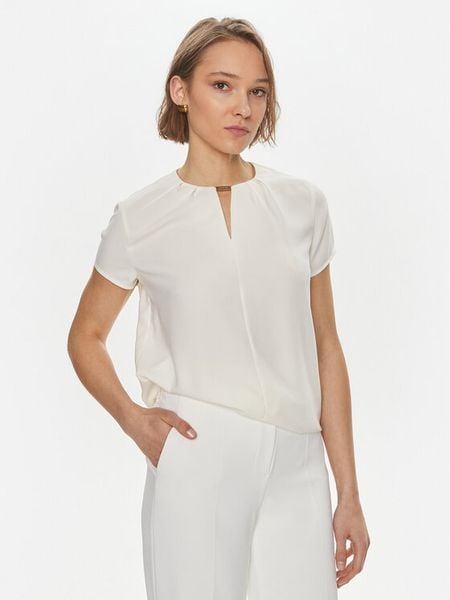 Calvin Klein Bluzka K20K207062 Biały Regular Fit. Białe bluzki damskie CALVIN KLEIN, bez wzorów, z syntetyku, bez ramiączek. Za 299.99 zł.
