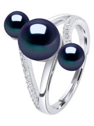 Pearl Addict Srebrny pierścionek z perłami rozmiar: onesize. Niebieskie pierścionki damskie Pearl Addict, z cyrkonią, srebrne. Za 338.21 zł.