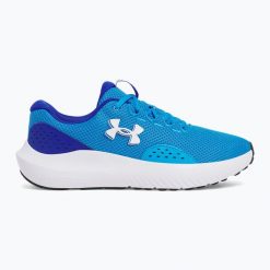Buty do biegania męskie Under Armour Charged Surge 4 electric. Niebieskie obuwie do biegania damskie Under Armour. Za 169.99 zł.