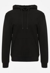 Czarna Bluza z Kapturem i Kieszenią Typu Kangur Aqialei. Czarne bluzy z kapturem męskie Born2be, l, z dresówki. Za 99.99 zł.